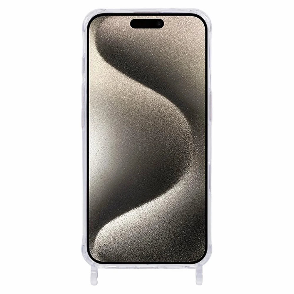 For iPhone 15 Pro Max Case PC+TPU 1.5mm Clear Phone Cover with Lanyard Holes - 2