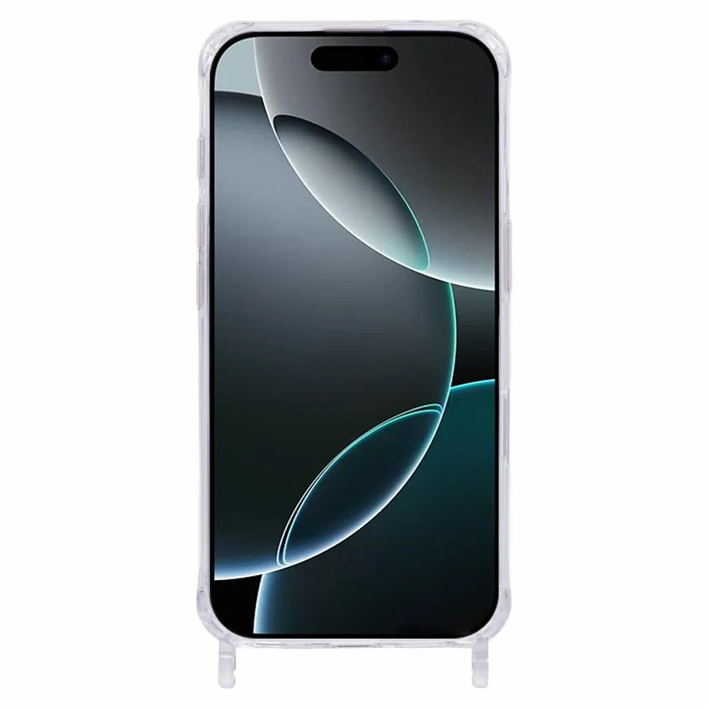 For iPhone 16 Pro Max Case PC+TPU 1.5mm Clear Phone Cover with Lanyard Holes - 2