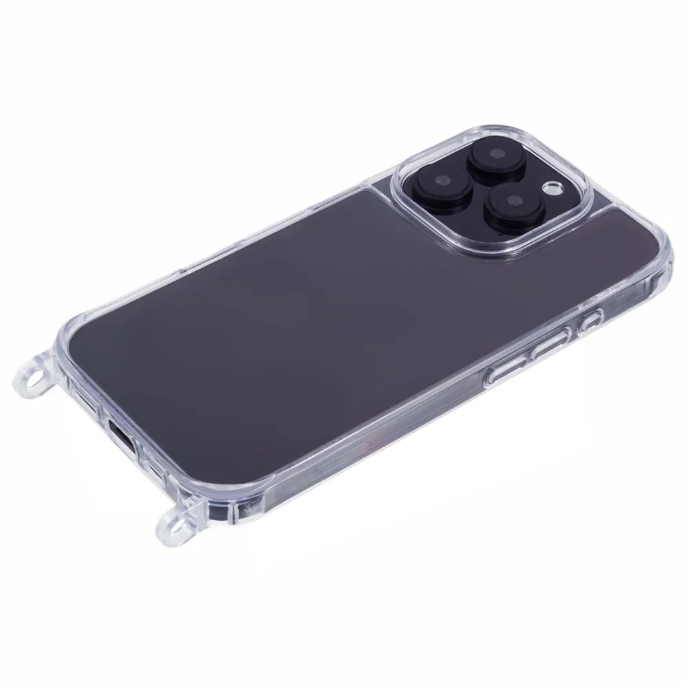 For iPhone 16 Pro Max Case PC+TPU 1.5mm Clear Phone Cover with Lanyard Holes - 4