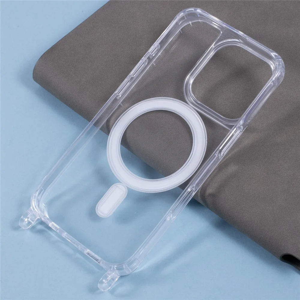 For iPhone 16 Pro Case Compatible with MagSafe TPU+PC 1.5mm Clear Phone Cover with Lanyard Holes - 6