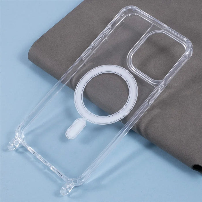 For iPhone 15 Pro Max Case Compatible with MagSafe TPU+PC 1.5mm Clear Phone Cover with Lanyard Holes - 7