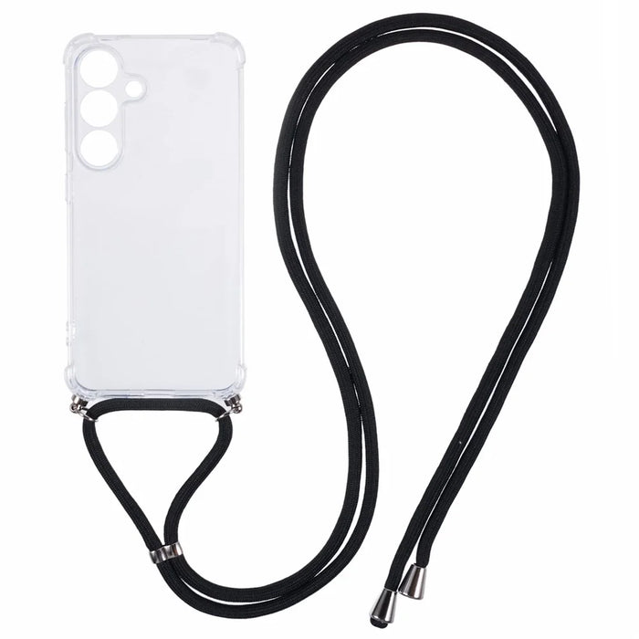 For Samsung Galaxy S25+ Case Reinforced Corner TPU Clear Phone Cover with Lanyard - 1