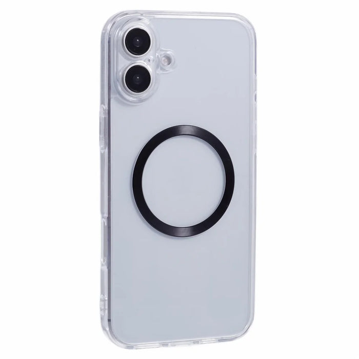 For iPhone 16 Plus Case Compatible with MagSafe CD Vein TPU+Acrylic Phone Cover - Black - 1