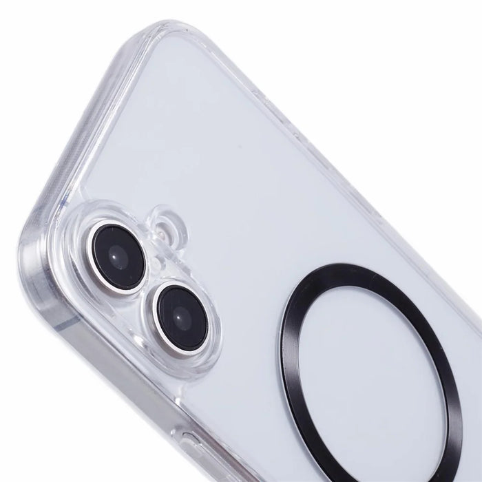 For iPhone 16 Plus Case Compatible with MagSafe CD Vein TPU+Acrylic Phone Cover - Black - 5