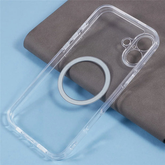 For iPhone 16 Plus Case Compatible with MagSafe CD Vein TPU+Acrylic Phone Cover - Black - 6