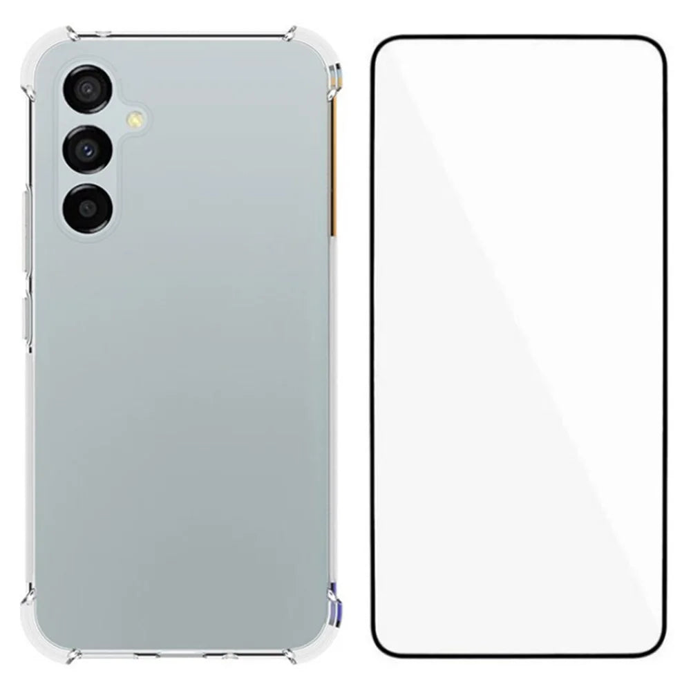 WANLONFENG WL Series for Samsung Galaxy A54 5G Case 2.0mm Clear TPU Cover with Tempered Glass Film (Big Lens Hole) - 1