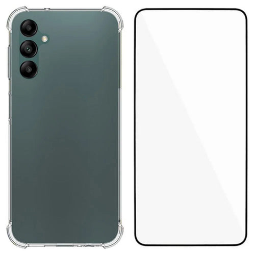 WANLONFENG WL Series for Samsung Galaxy A14 4G / 5G Case 2.0mm Clear TPU Cover with Tempered Glass Film (Big Lens Hole) - 1