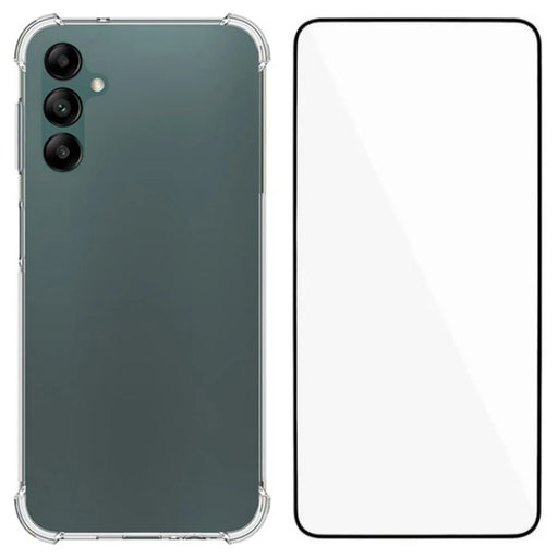 WANLONFENG WL Series for Samsung Galaxy A14 4G / 5G Case 2.0mm Clear TPU Cover with Tempered Glass Film (Big Lens Hole) - 1