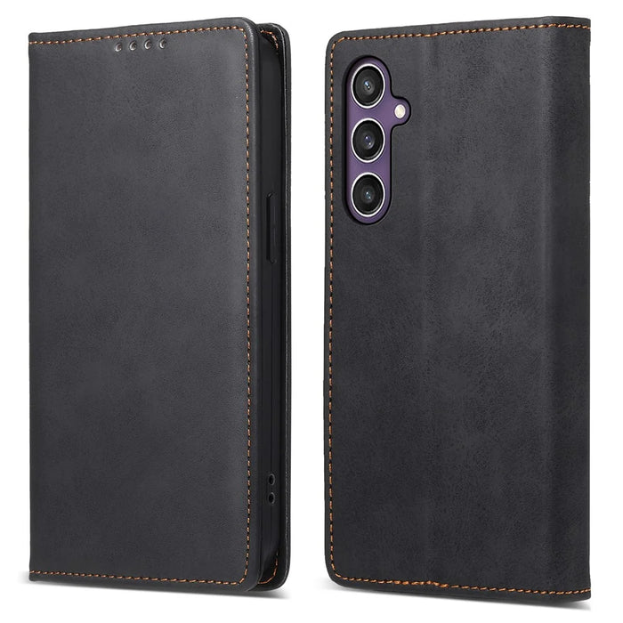 DF-05 For Samsung Galaxy S25+ Wallet Case RFID Blocking PU Leather Phone Cover - Black - 1