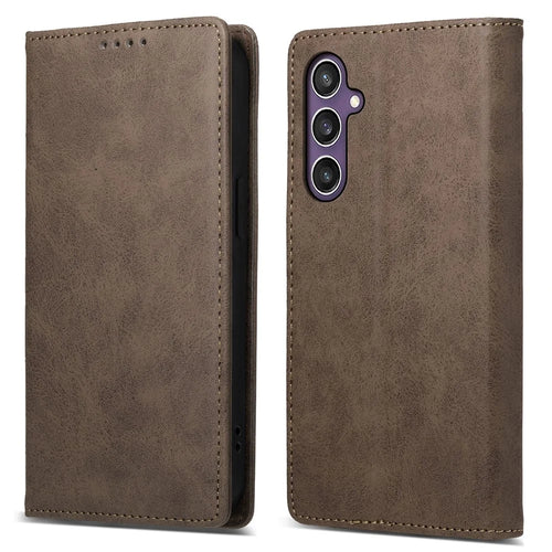 DF-05 For Samsung Galaxy S25 Wallet Case RFID Blocking PU Leather Phone Cover - Brown - 1