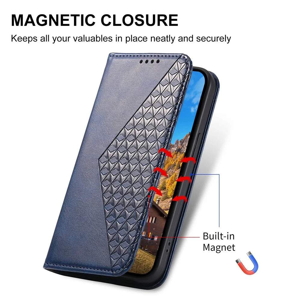 For Samsung Galaxy S25+ Case Calf Texture PU Leather Phone Cover with Wallet - Blue - 5