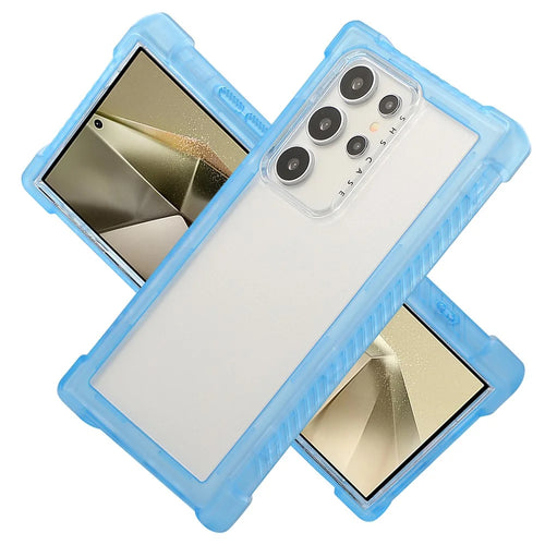 For Samsung Galaxy S25 Ultra Case TPU+PC 3-in-1 Protective Matte Phone Cover - Blue - 1
