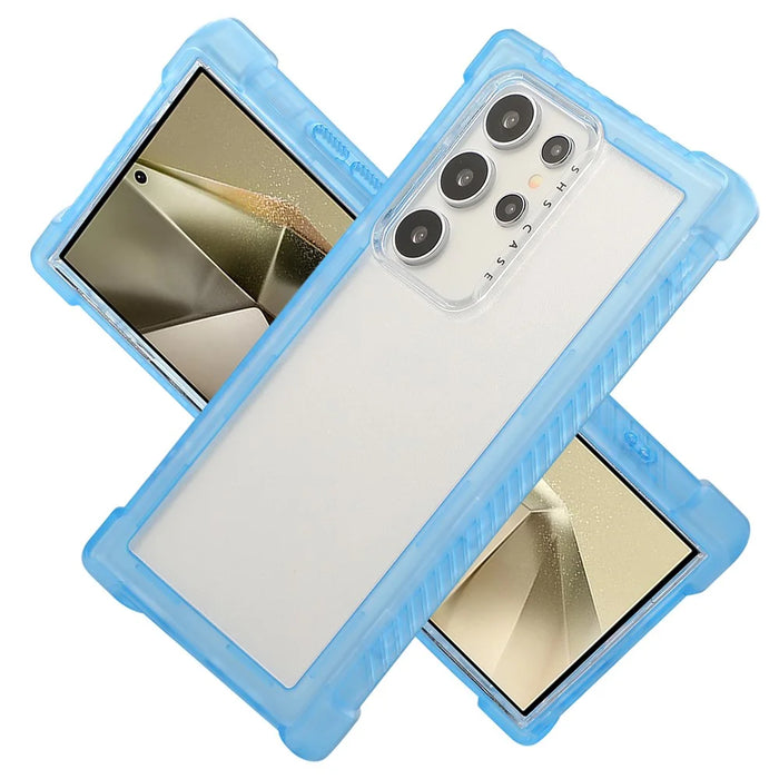For Samsung Galaxy S25 Ultra Case TPU+PC 3-in-1 Protective Matte Phone Cover - Blue - 1