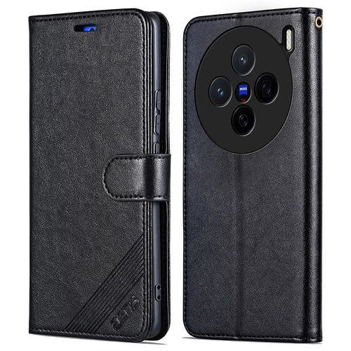 AZNS For vivo X200 5G Case Anti-Scratch PU Leather Stand Wallet Phone Cover - Black - 1