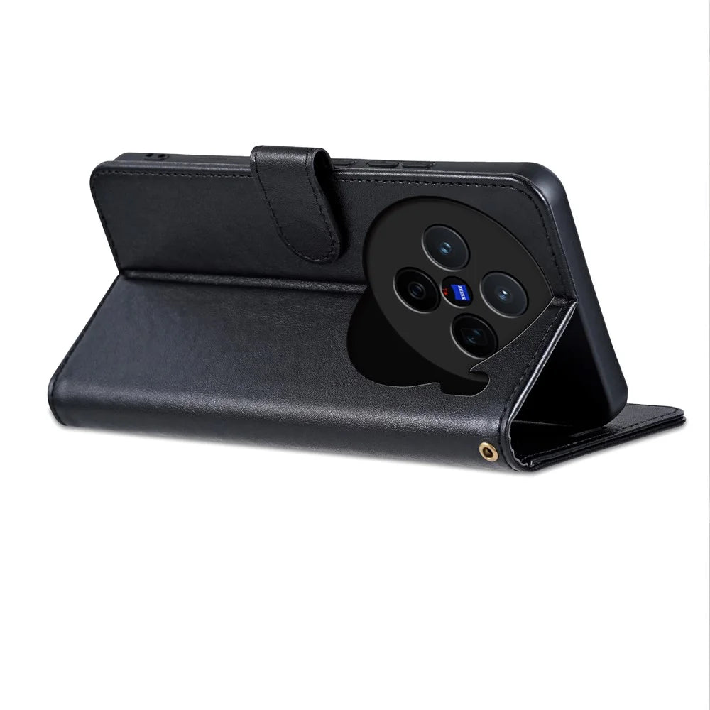 AZNS For vivo X200 5G Case Anti-Scratch PU Leather Stand Wallet Phone Cover - Black - 4
