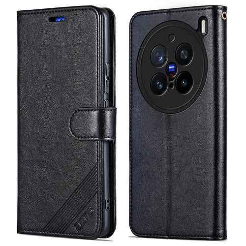 AZNS For vivo X200 Pro 5G Case Anti-Scratch PU Leather Stand Wallet Phone Cover - Black - 1