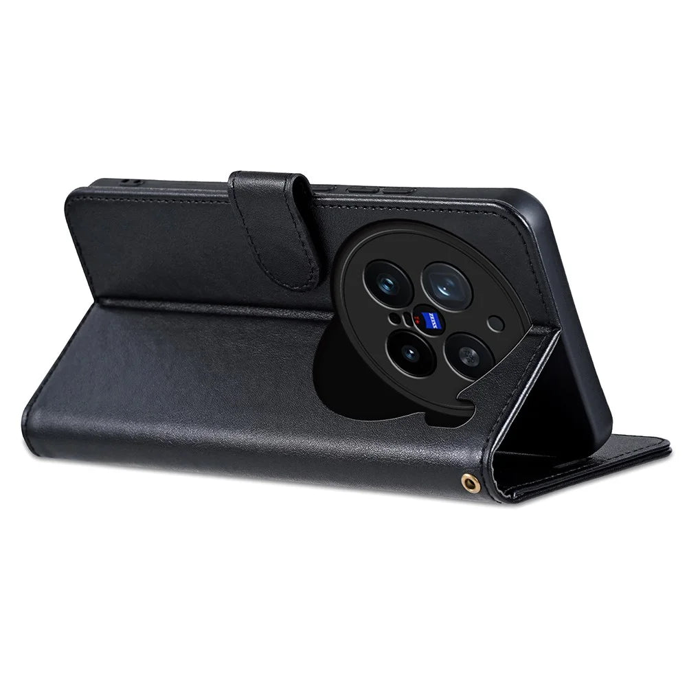 AZNS For vivo X200 Pro 5G Case Anti-Scratch PU Leather Stand Wallet Phone Cover - Black - 4