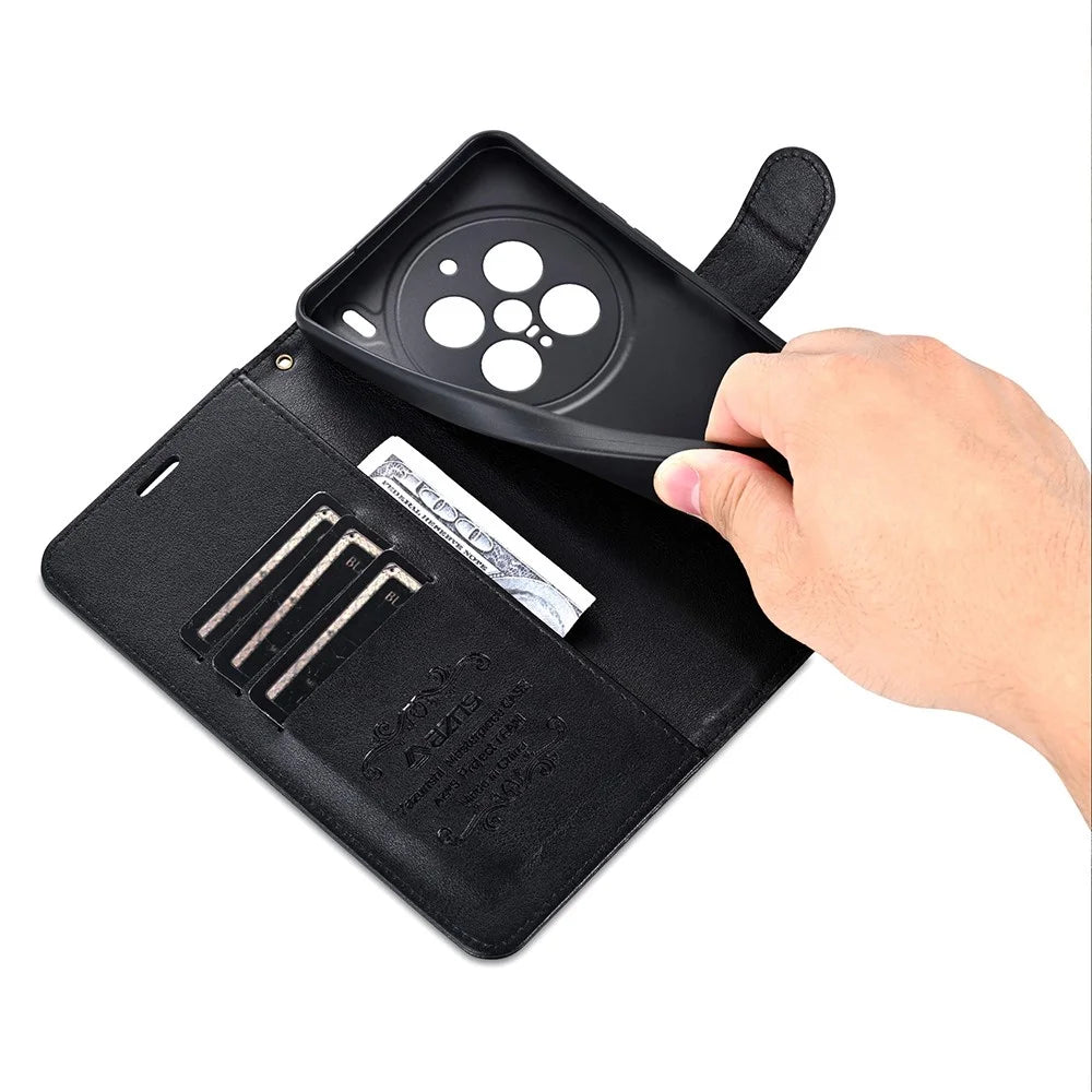 AZNS For vivo X200 Pro 5G Case Anti-Scratch PU Leather Stand Wallet Phone Cover - Black - 5