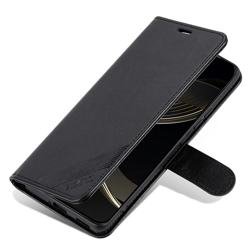 AZNS For vivo X200 Pro 5G Case Anti-Scratch PU Leather Stand Wallet Phone Cover - Black - 6