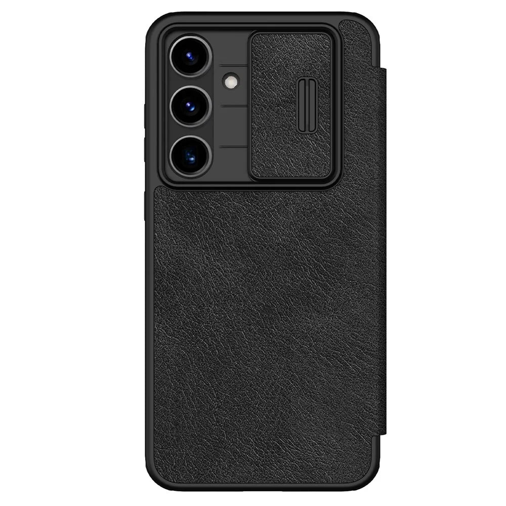 NILLKIN Qin Pro Series for Samsung Galaxy S24 FE Case with Card Slots Leather Phone Cover - Black - 1