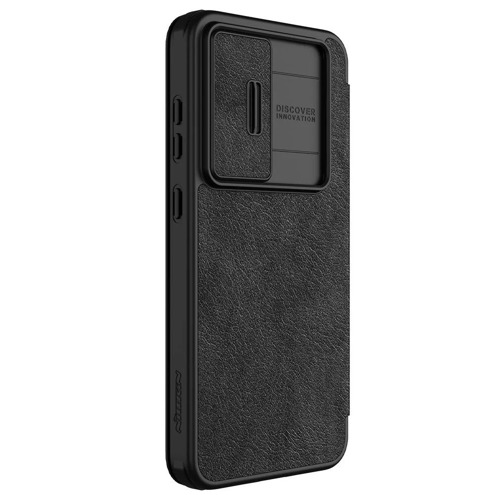 NILLKIN Qin Pro Series for Samsung Galaxy S24 FE Case with Card Slots Leather Phone Cover - Black - 3