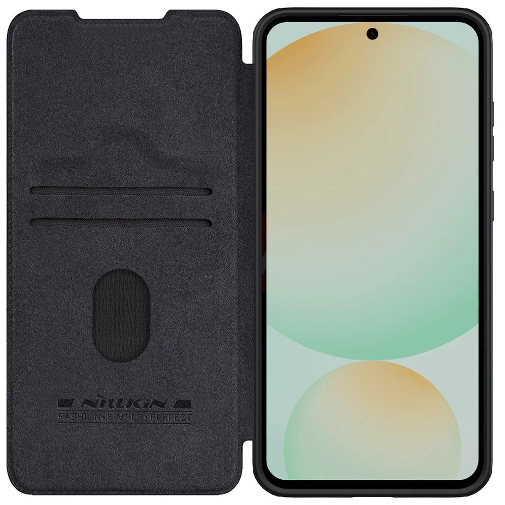 NILLKIN Qin Pro Series for Samsung Galaxy S24 FE Case with Card Slots Leather Phone Cover - Black - 5