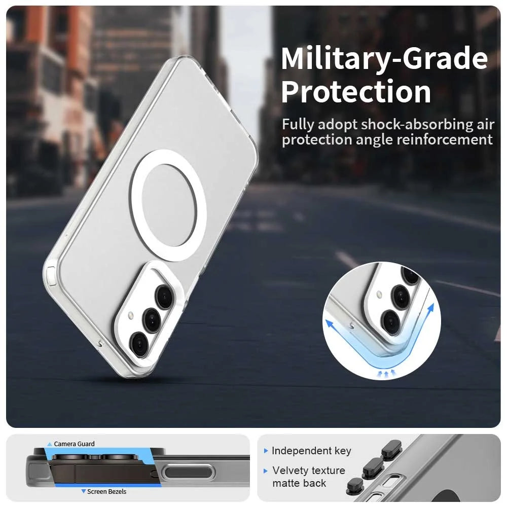 For Samsung Galaxy A25 5G (Global) (161mm) Magnetic Case PC+TPU+PET Anti-Drop Phone Cover - White - 2