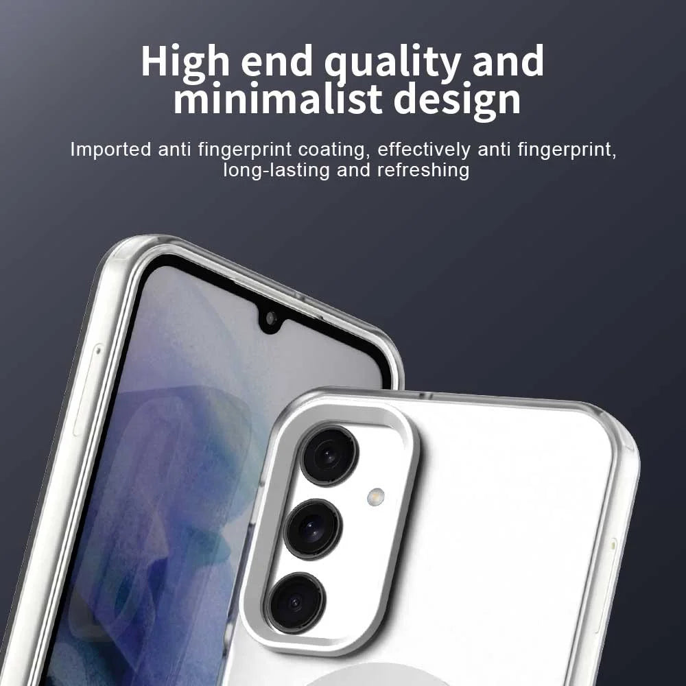 For Samsung Galaxy A25 5G (Global) (161mm) Magnetic Case PC+TPU+PET Anti-Drop Phone Cover - White - 7