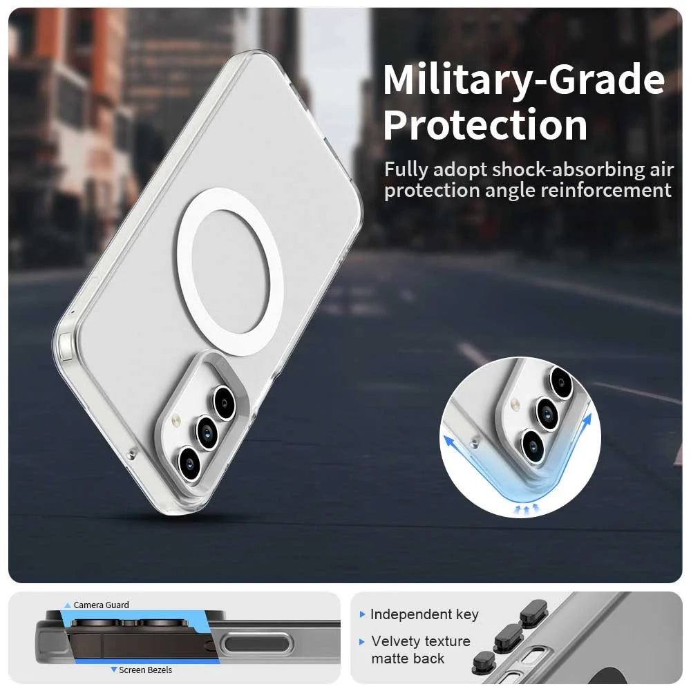For Samsung Galaxy A15 4G / 5G Magnetic Case PC+TPU+PET Anti-Drop Phone Cover - White - 2