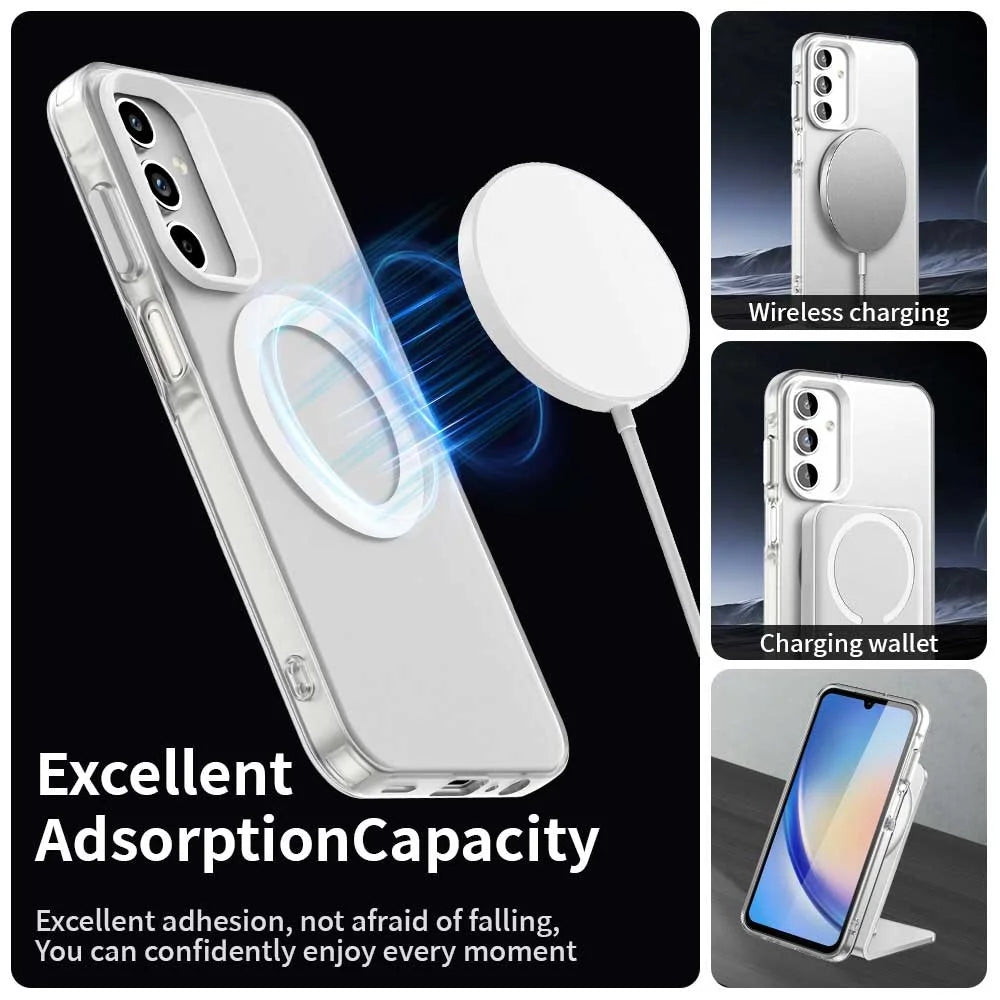 For Samsung Galaxy A15 4G / 5G Magnetic Case PC+TPU+PET Anti-Drop Phone Cover - White - 3