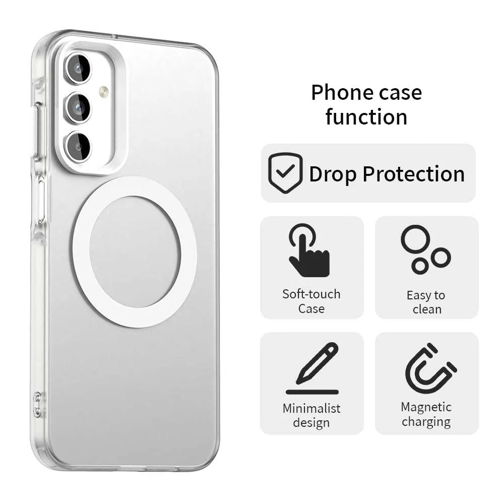 For Samsung Galaxy A15 4G / 5G Magnetic Case PC+TPU+PET Anti-Drop Phone Cover - White - 4