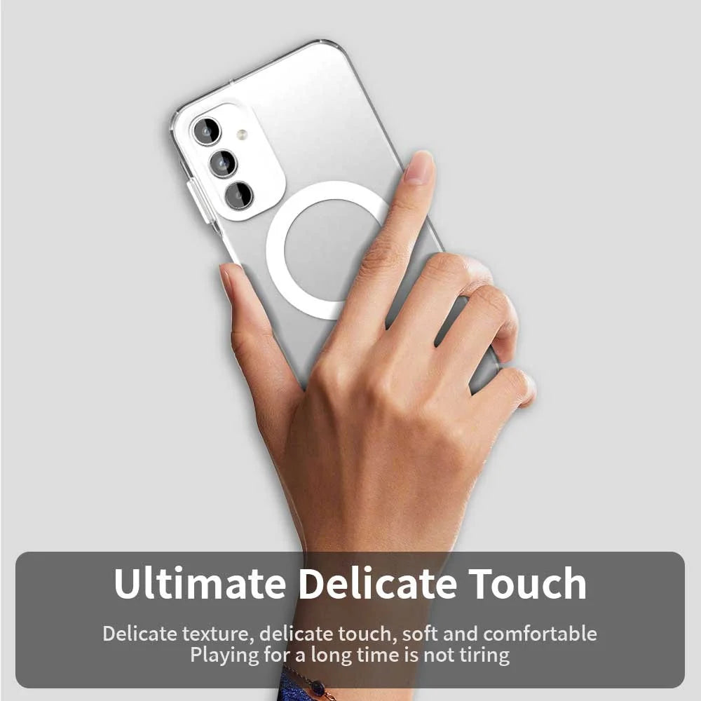 For Samsung Galaxy A15 4G / 5G Magnetic Case PC+TPU+PET Anti-Drop Phone Cover - White - 5