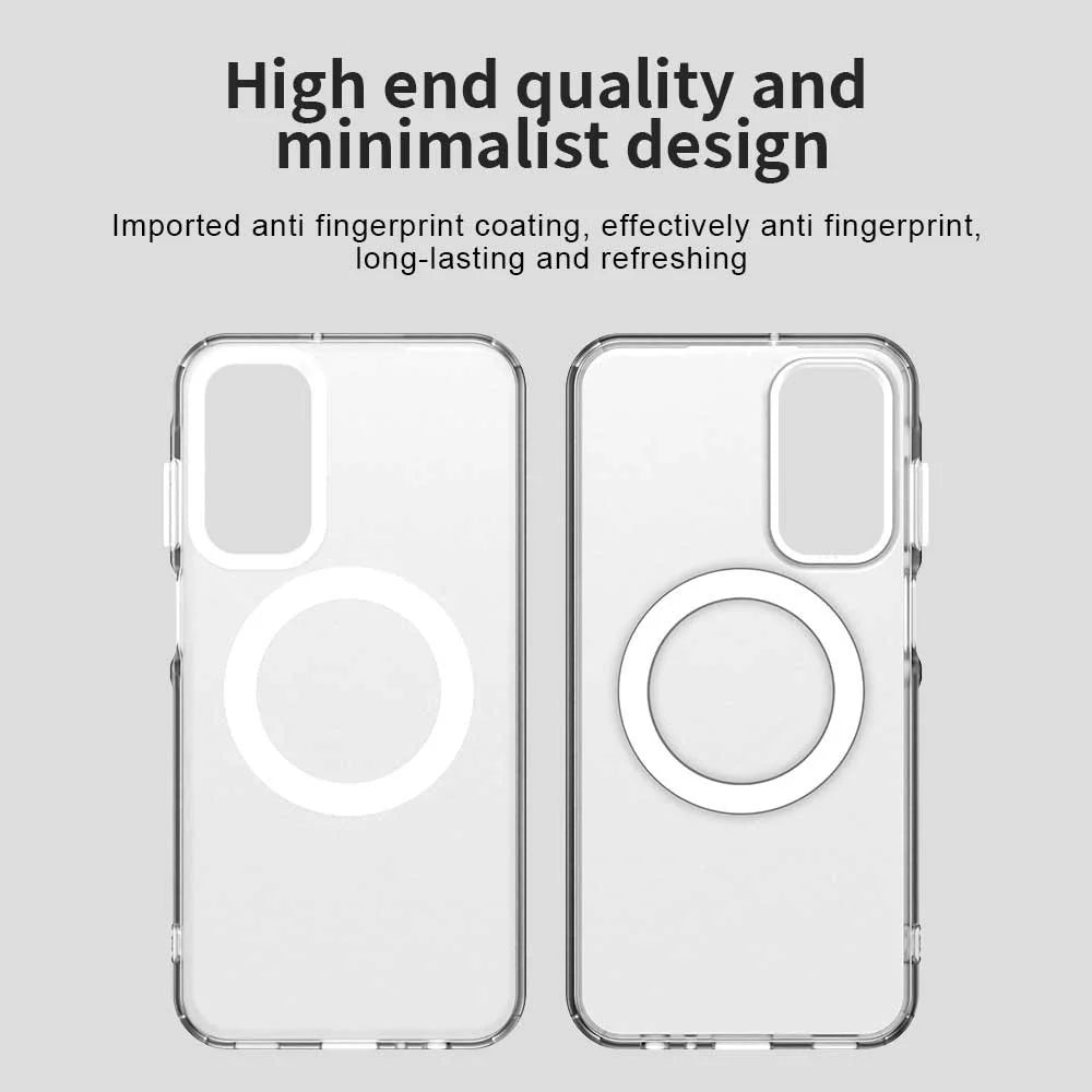 For Samsung Galaxy A15 4G / 5G Magnetic Case PC+TPU+PET Anti-Drop Phone Cover - White - 6