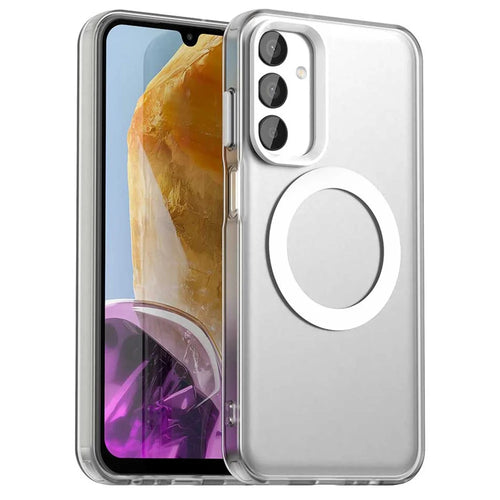 For Samsung Galaxy M15 5G / F15 5G Magnetic Case PC+TPU+PET Anti-Drop Phone Cover - White - 1