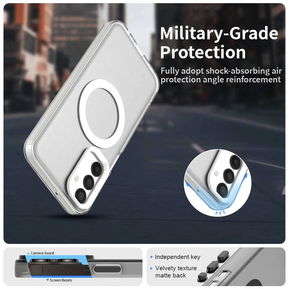 For Samsung Galaxy M15 5G / F15 5G Magnetic Case PC+TPU+PET Anti-Drop Phone Cover - White - 2