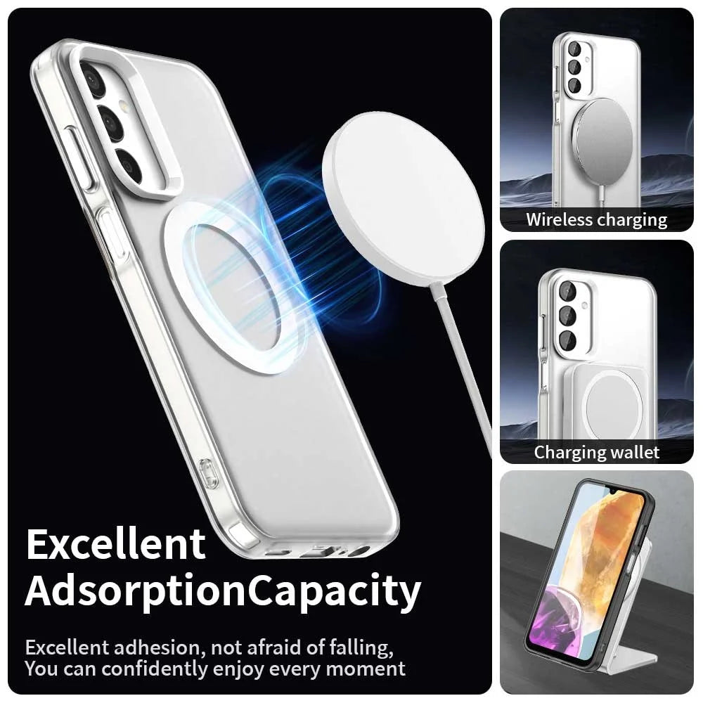 For Samsung Galaxy M15 5G / F15 5G Magnetic Case PC+TPU+PET Anti-Drop Phone Cover - White - 3