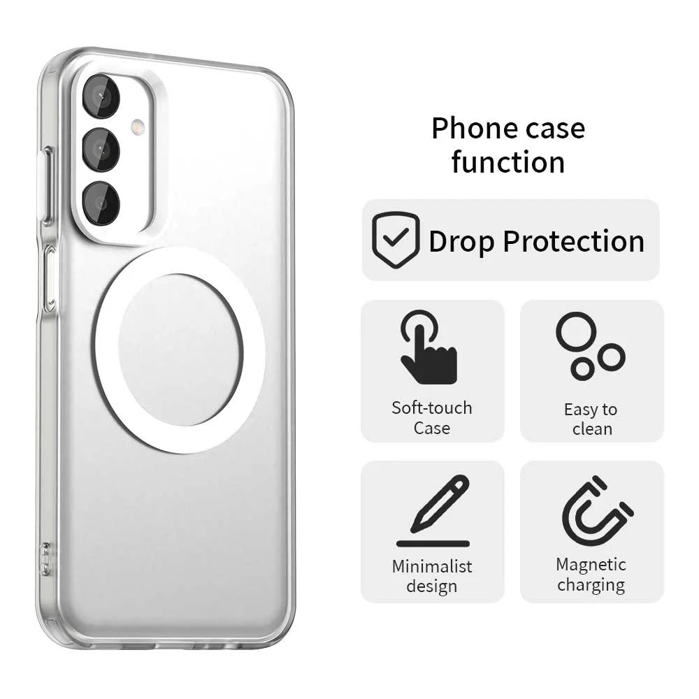 For Samsung Galaxy M15 5G / F15 5G Magnetic Case PC+TPU+PET Anti-Drop Phone Cover - White - 4