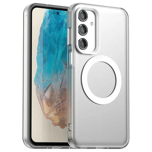 For Samsung Galaxy M35 5G Case Magnetic Case PC+TPU+PET Anti-Drop Phone Cover - White - 1