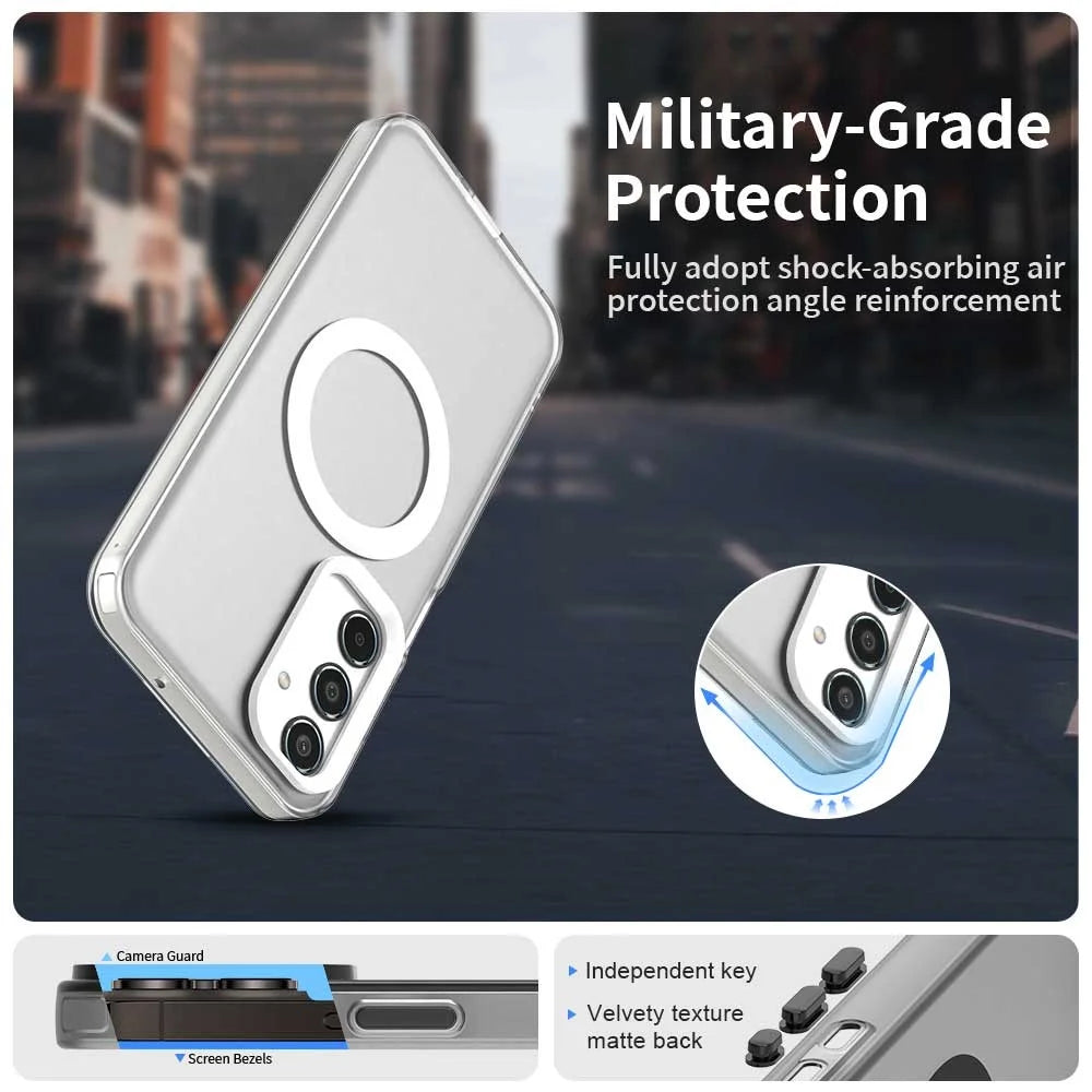For Samsung Galaxy M35 5G Case Magnetic Case PC+TPU+PET Anti-Drop Phone Cover - White - 2