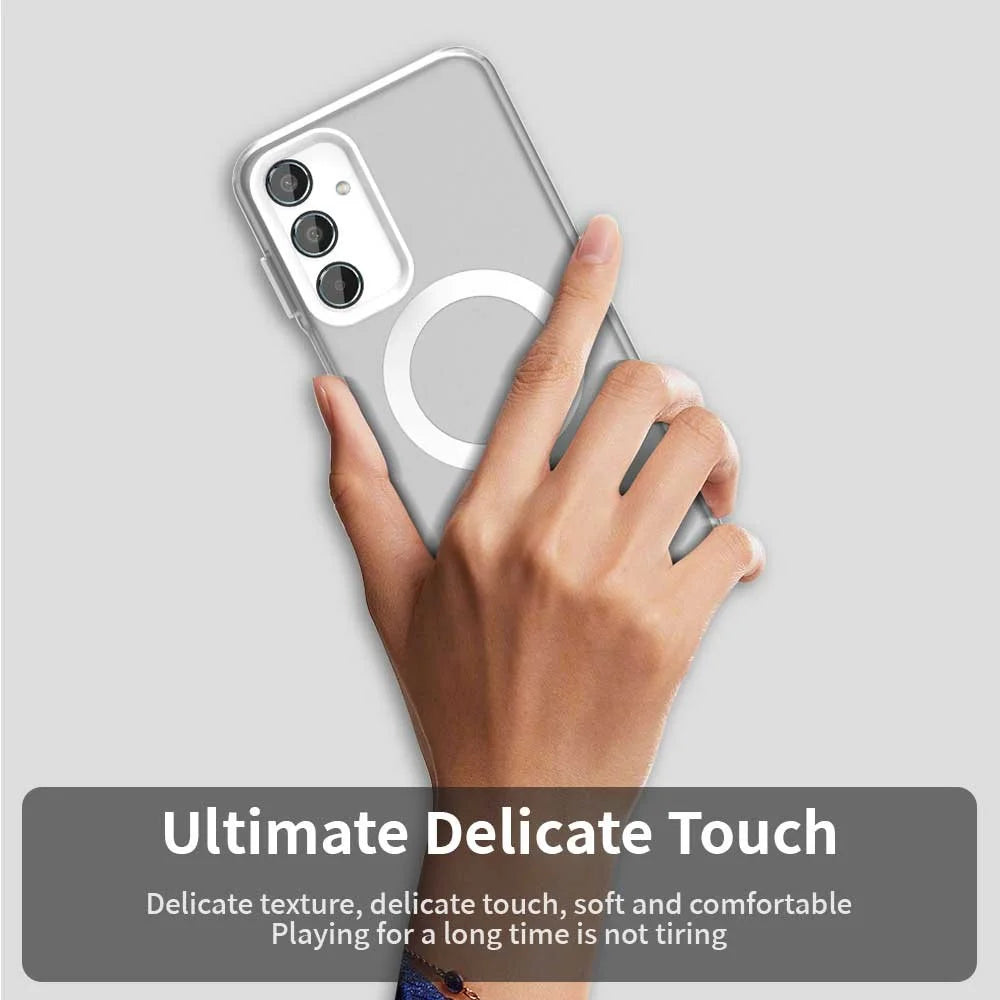 For Samsung Galaxy M35 5G Case Magnetic Case PC+TPU+PET Anti-Drop Phone Cover - White - 5