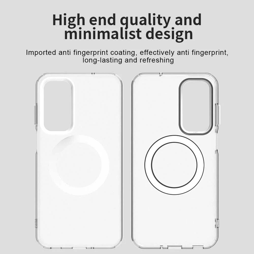 For Samsung Galaxy M35 5G Case Magnetic Case PC+TPU+PET Anti-Drop Phone Cover - White - 6