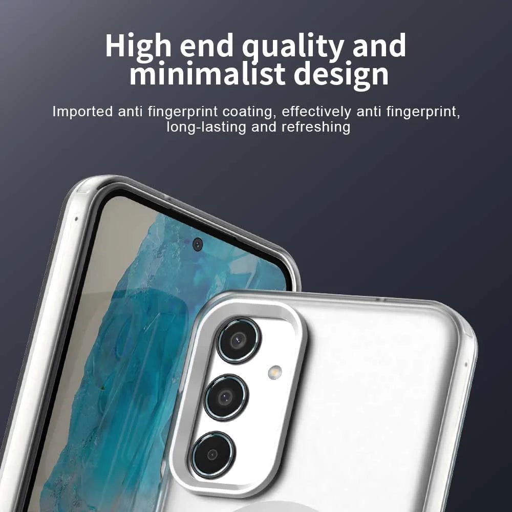 For Samsung Galaxy M35 5G Case Magnetic Case PC+TPU+PET Anti-Drop Phone Cover - White - 7