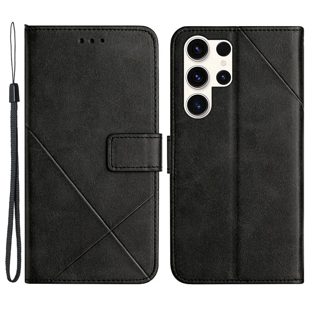 For Samsung Galaxy S25 Ultra Case Flip Shockproof Leather Folio Phone Cover - Black - 1