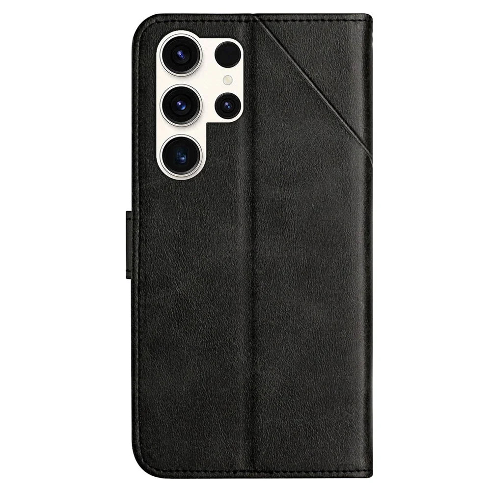 For Samsung Galaxy S25 Ultra Case Flip Shockproof Leather Folio Phone Cover - Black - 7