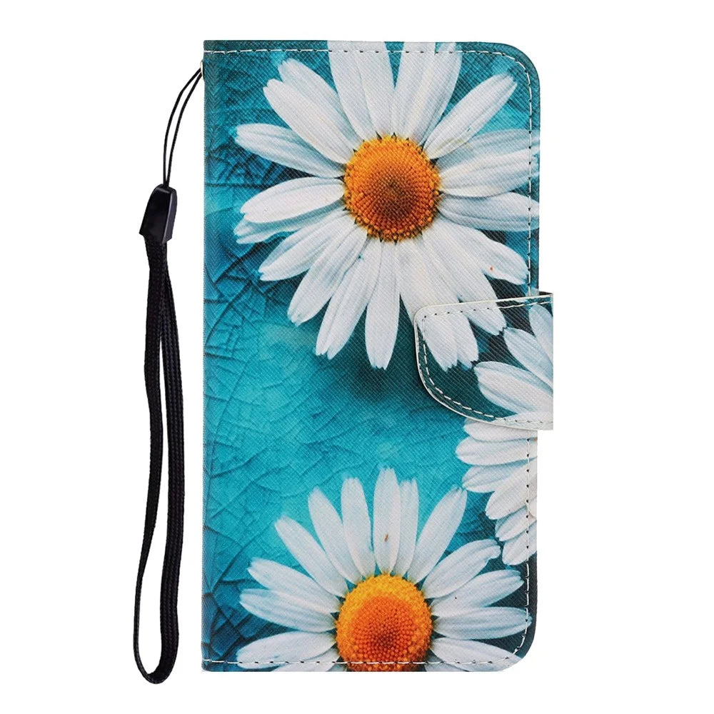 For Samsung Galaxy S25 Ultra Case Pattern Printing Protective Leather Folio Phone Cover - Chrysanthemum - 6