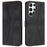 For Samsung Galaxy S25 Ultra Case Triangle Imprinted Anti-Scratch Phone Wallet Cover - Black - 1