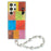 For Samsung Galaxy S24 Ultra Magnetic Case Geometry Pattern PC+TPU Phone Cover with Beads Hand Strap - Coloful Geometry Block - 1