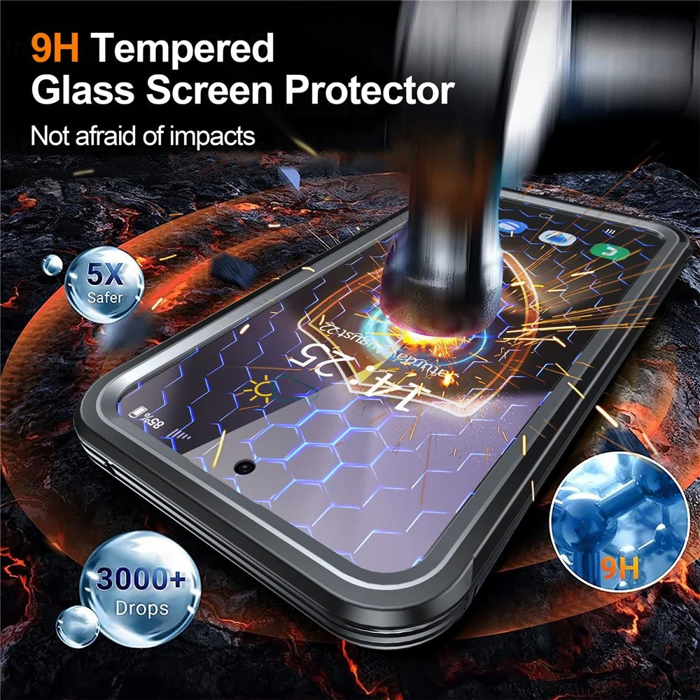 For Samsung Galaxy S24 FE Magnetic Case PC+TPU Phone Cover with Tempered Glass Screen Film - Black - 2