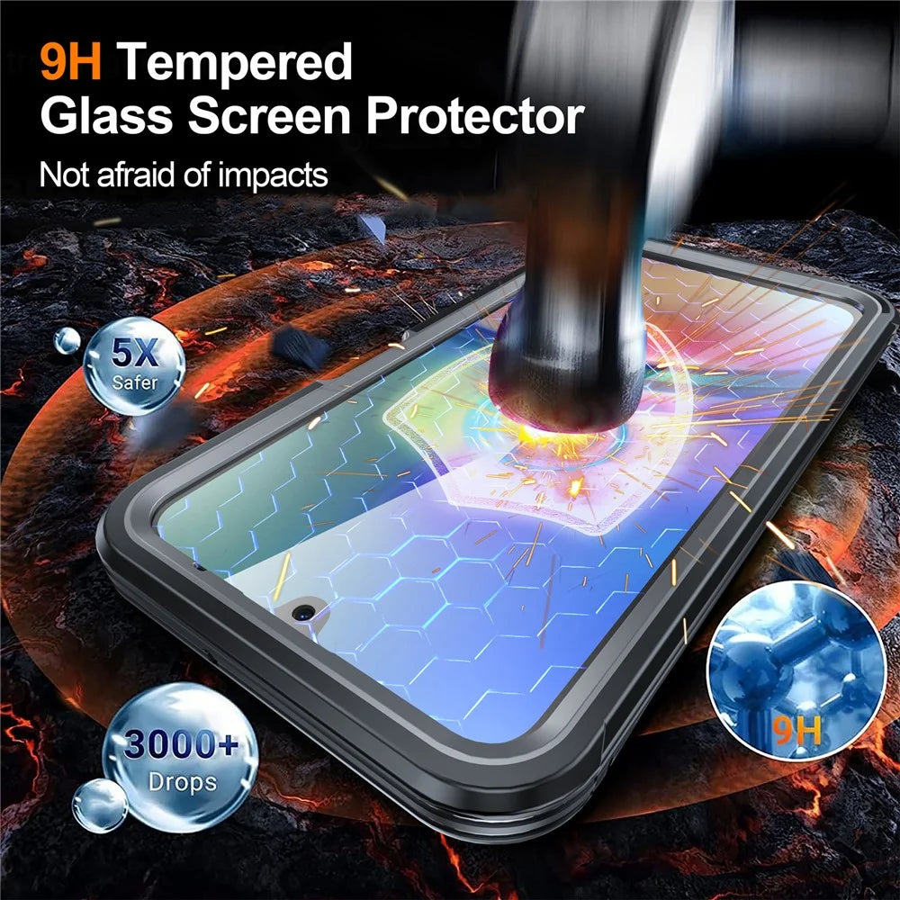 For Samsung Galaxy A16 4G / 5G Magnetic Case PC+TPU Phone Cover with Tempered Glass Screen Film - Black - 2