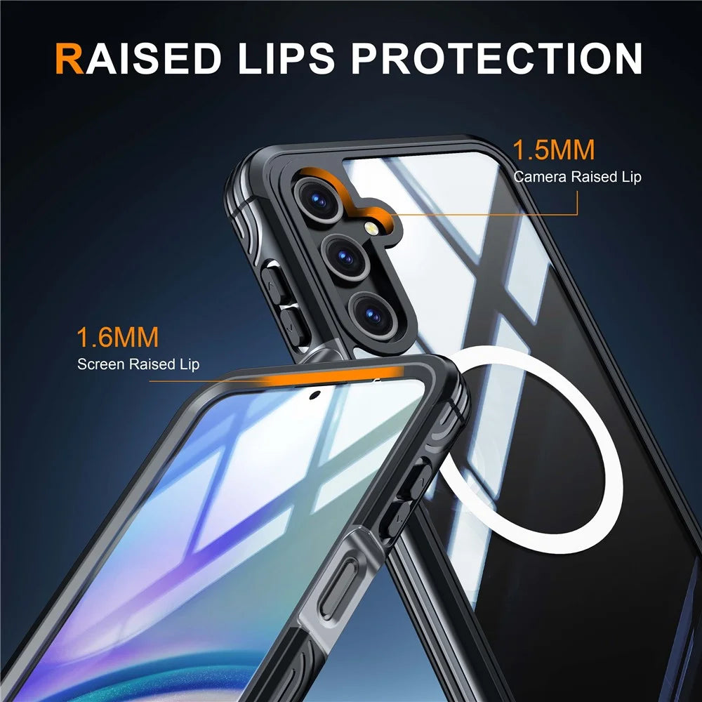 For Samsung Galaxy A16 4G / 5G Magnetic Case PC+TPU Phone Cover with Tempered Glass Screen Film - Black - 3